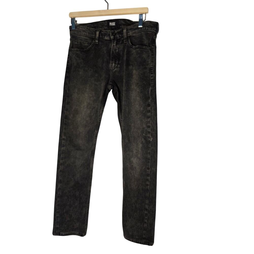 PAIGE Croft Straight Leg Jeans Women's 31 Black Gray Wash Mid Rise Stretch Denim